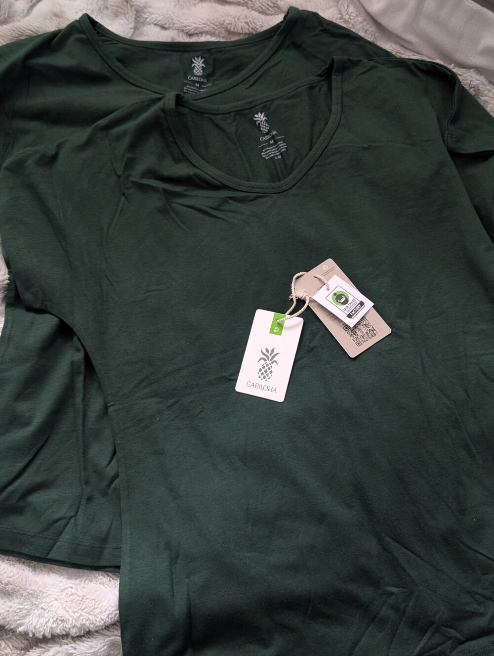 Cariloha Bamboo Crew Neck T-Shirt in Deep Forest Green, 2 Pack